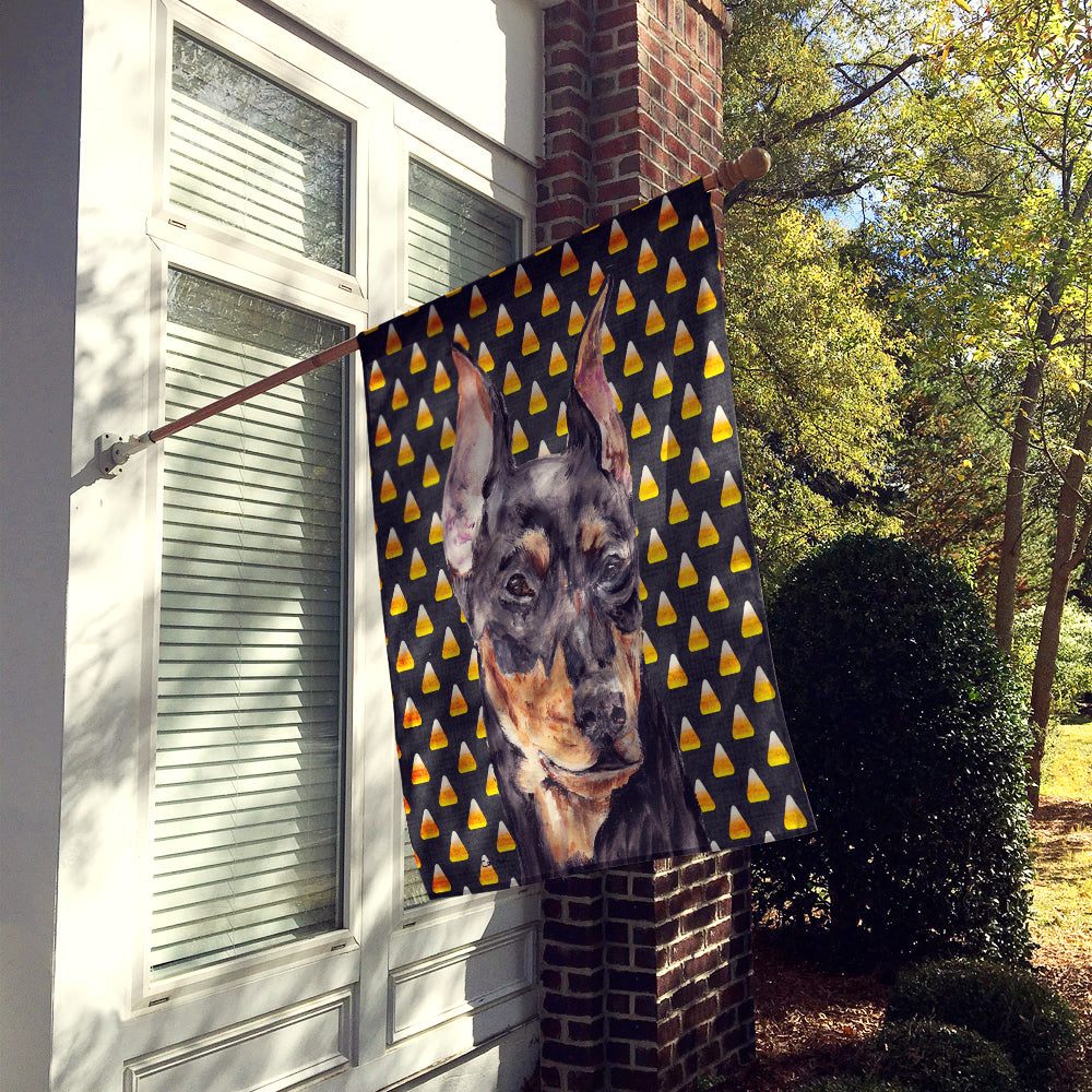 German Pinscher Candy Corn Halloween House Flag 28x40 Porch Sleeve Pole Decorative Outside Yard Banner Artwork Wall Hanging, Polyester