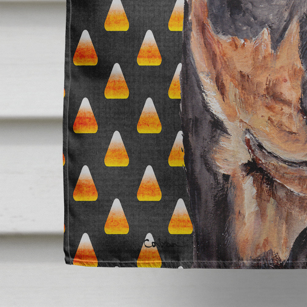 German Pinscher Candy Corn Halloween House Flag 28x40 Porch Sleeve Pole Decorative Outside Yard Banner Artwork Wall Hanging, Polyester