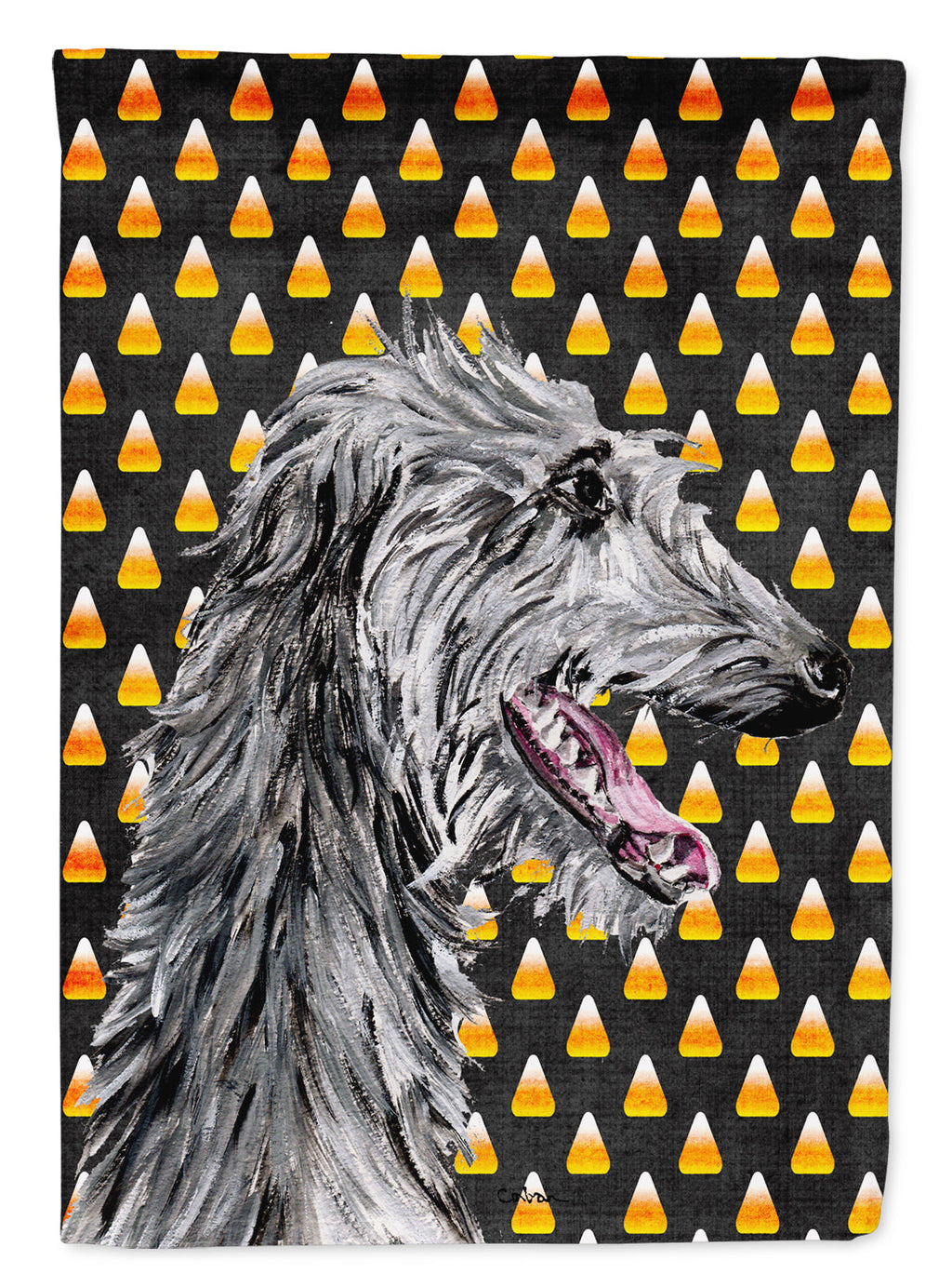 Scottish Deerhound Candy Corn Halloween House Flag 28x40 Porch Sleeve Pole Decorative Outside Yard Banner Artwork Wall Hanging, Polyester