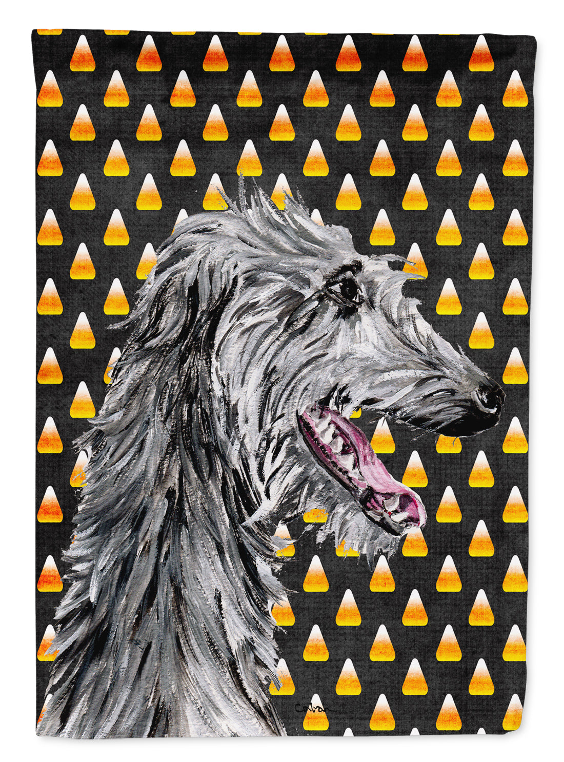 Scottish Deerhound Candy Corn Halloween House Flag 28x40 Porch Sleeve Pole Decorative Outside Yard Banner Artwork Wall Hanging, Polyester