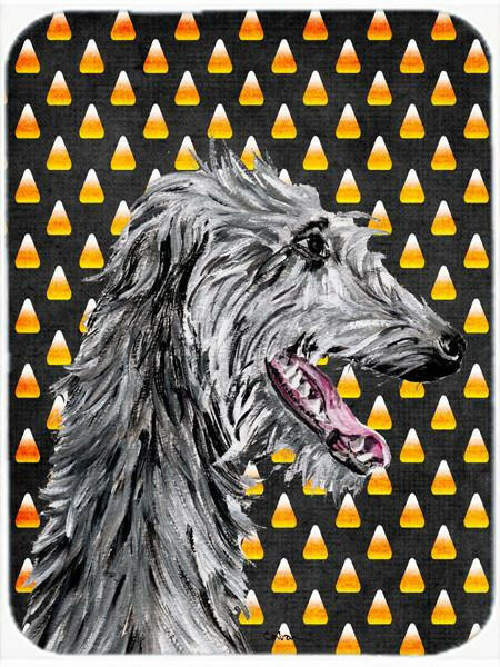 Scottish Deerhound Candy Corn Halloween Cutting Board Tempered Glass Kitchen Cutting Surface, Heat Resistant Chopping, Non-Slip Feet, Food Prep & Serving