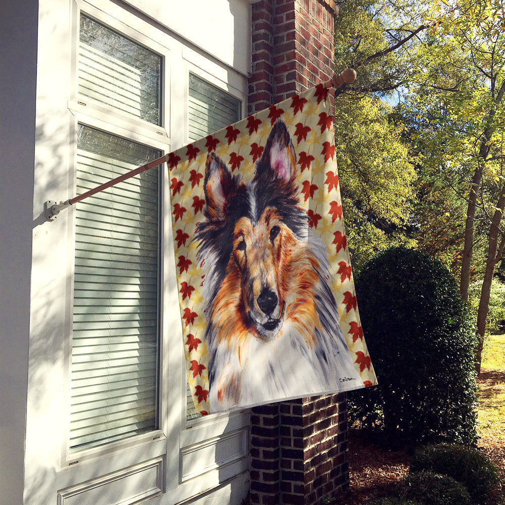 Collie Fall Leaves House Flag 28x40 Porch Sleeve Pole Decorative Outside Yard Banner Artwork Wall Hanging, Polyester