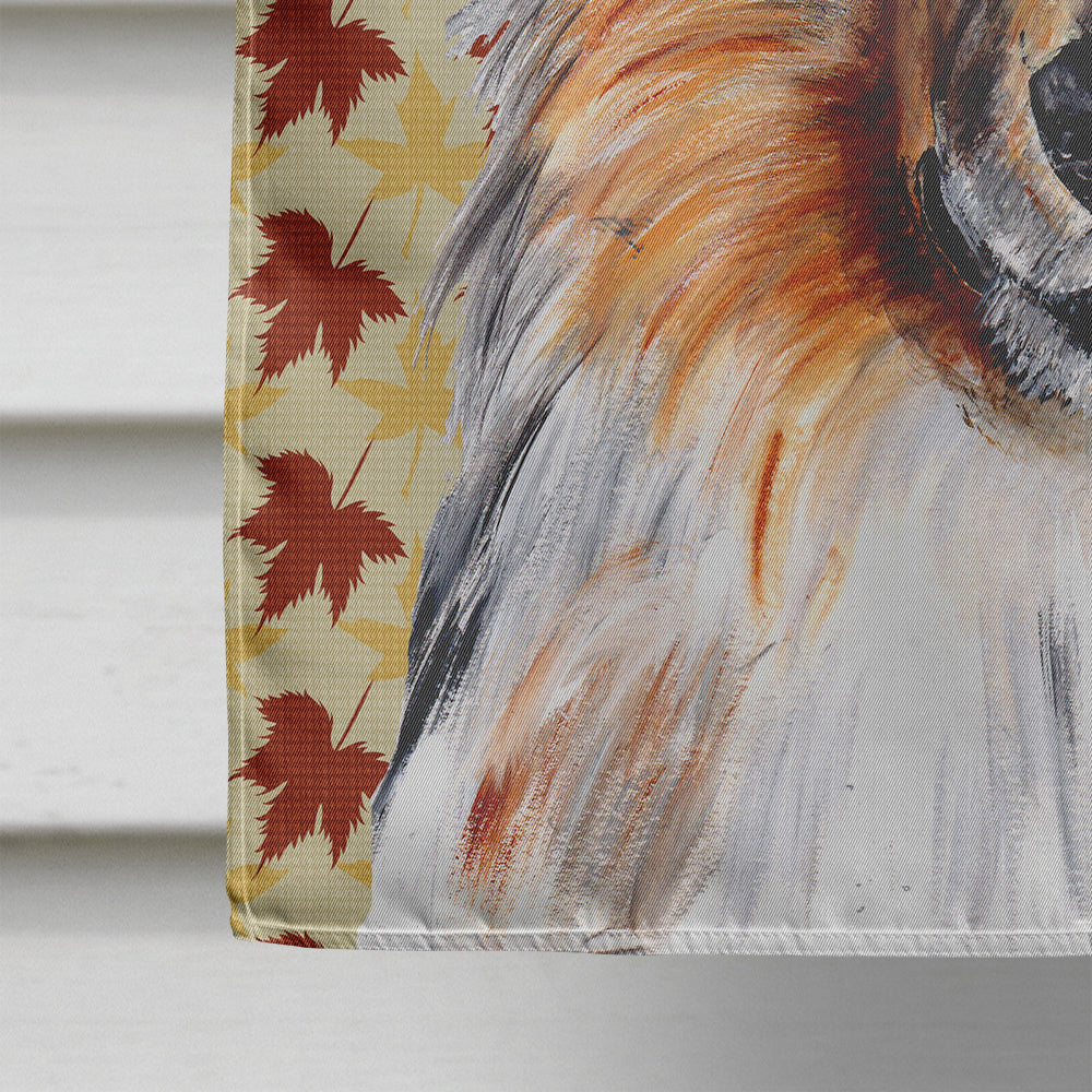 Collie Fall Leaves House Flag 28x40 Porch Sleeve Pole Decorative Outside Yard Banner Artwork Wall Hanging, Polyester
