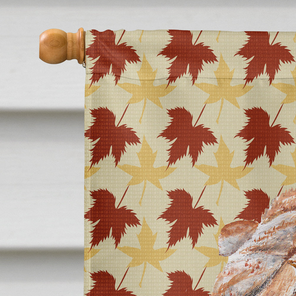 Shar Pei Fall Leaves House Flag 28x40 Porch Sleeve Pole Decorative Outside Yard Banner Artwork Wall Hanging, Polyester