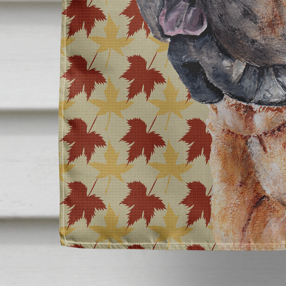 Shar Pei Fall Leaves House Flag 28x40 Porch Sleeve Pole Decorative Outside Yard Banner Artwork Wall Hanging, Polyester