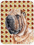 Shar Pei Fall Leaves Cutting Board Tempered Glass Kitchen Cutting Surface, Heat Resistant Chopping, Non-Slip Feet, Food Prep & Serving