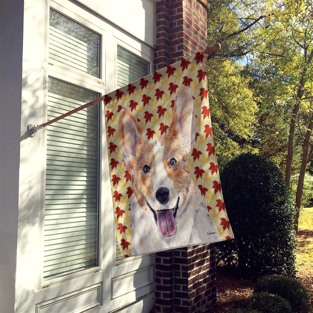 Cardigan Corgi Fall Leaves House Flag 28x40 Porch Sleeve Pole Decorative Outside Yard Banner Artwork Wall Hanging, Polyester