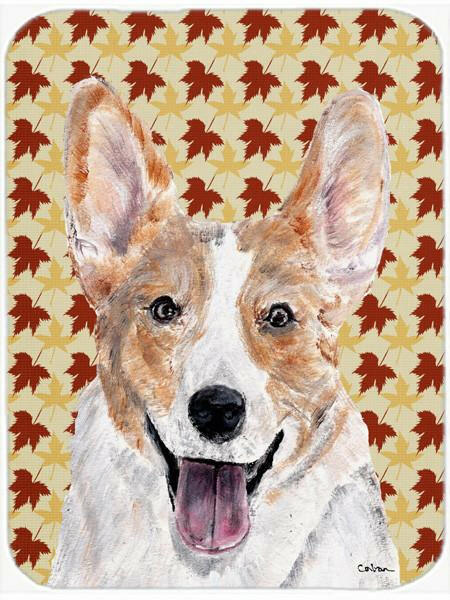 Cardigan Corgi Fall Leaves Cutting Board Tempered Glass Kitchen Cutting Surface, Heat Resistant Chopping, Non-Slip Feet, Food Prep & Serving