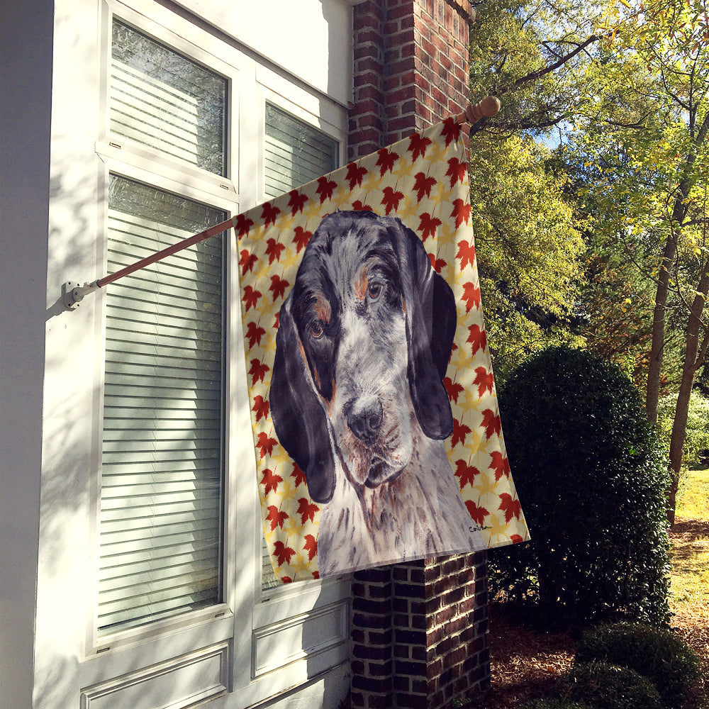 Blue Tick Coonhound Fall Leaves House Flag 28x40 Porch Sleeve Pole Decorative Outside Yard Banner Artwork Wall Hanging, Polyester