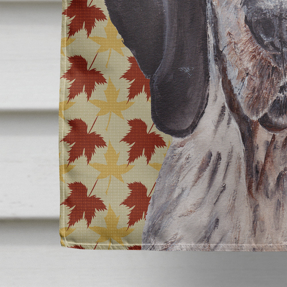 Blue Tick Coonhound Fall Leaves House Flag 28x40 Porch Sleeve Pole Decorative Outside Yard Banner Artwork Wall Hanging, Polyester