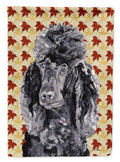Black Standard Poodle Fall Leaves House Flag 28x40 Porch Sleeve Pole Decorative Outside Yard Banner Artwork Wall Hanging, Polyester
