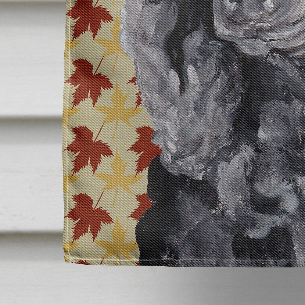 Black Standard Poodle Fall Leaves House Flag 28x40 Porch Sleeve Pole Decorative Outside Yard Banner Artwork Wall Hanging, Polyester