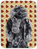 Black Standard Poodle Fall Leaves Cutting Board Tempered Glass Kitchen Cutting Surface, Heat Resistant Chopping, Non-Slip Feet, Food Prep & Serving
