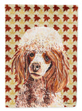 Red Miniature Poodle Fall Leaves House Flag 28x40 Porch Sleeve Pole Decorative Outside Yard Banner Artwork Wall Hanging, Polyester