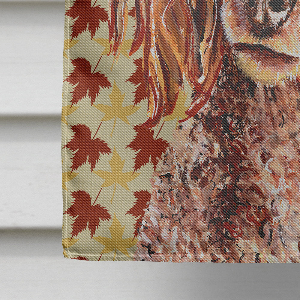 Red Miniature Poodle Fall Leaves House Flag 28x40 Porch Sleeve Pole Decorative Outside Yard Banner Artwork Wall Hanging, Polyester