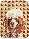 Red Miniature Poodle Fall Leaves Cutting Board Tempered Glass Kitchen Cutting Surface, Heat Resistant Chopping, Non-Slip Feet, Food Prep & Serving