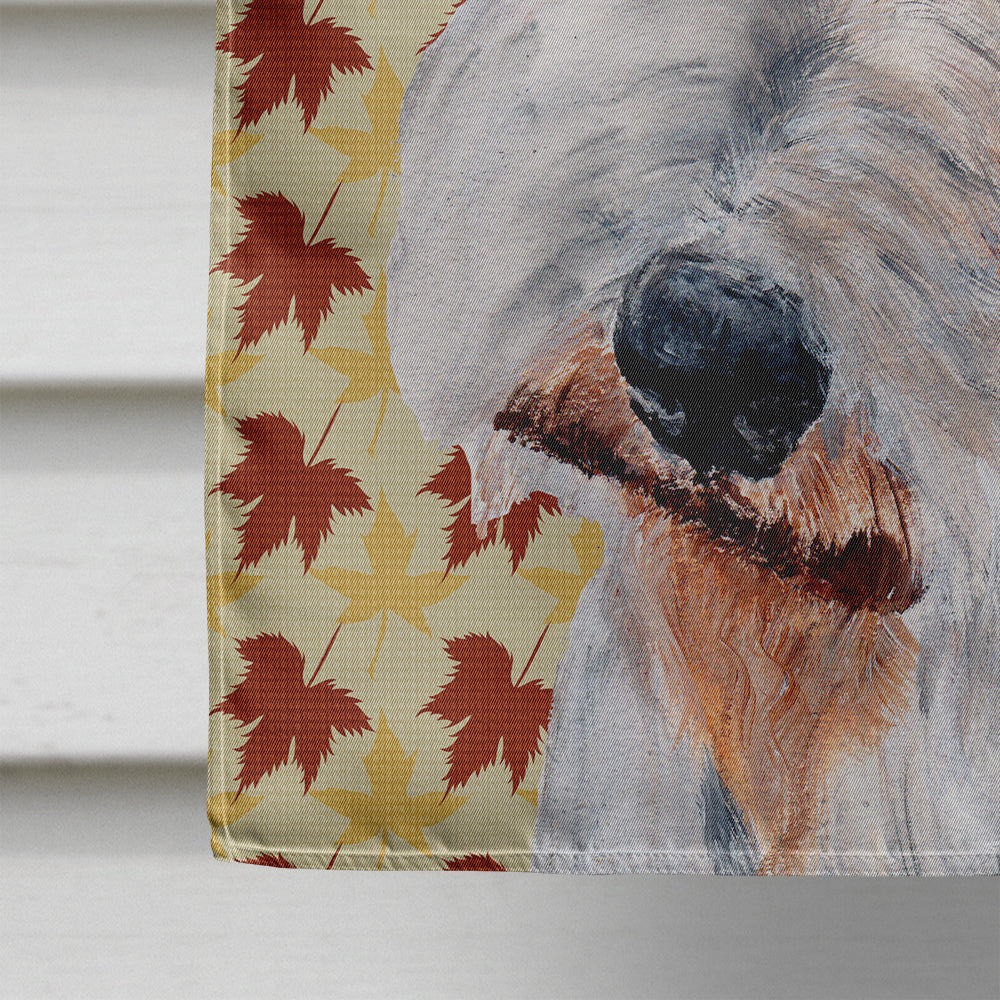 Wire Fox Terrier Fall Leaves House Flag 28x40 Porch Sleeve Pole Decorative Outside Yard Banner Artwork Wall Hanging, Polyester