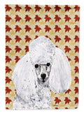 White Toy Poodle Fall Leaves House Flag 28x40 Porch Sleeve Pole Decorative Outside Yard Banner Artwork Wall Hanging, Polyester
