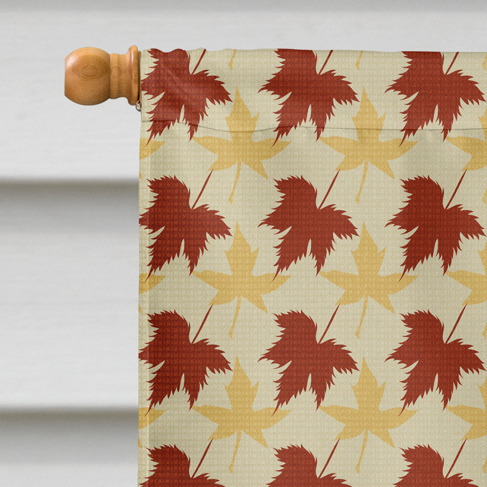 White Toy Poodle Fall Leaves House Flag 28x40 Porch Sleeve Pole Decorative Outside Yard Banner Artwork Wall Hanging, Polyester
