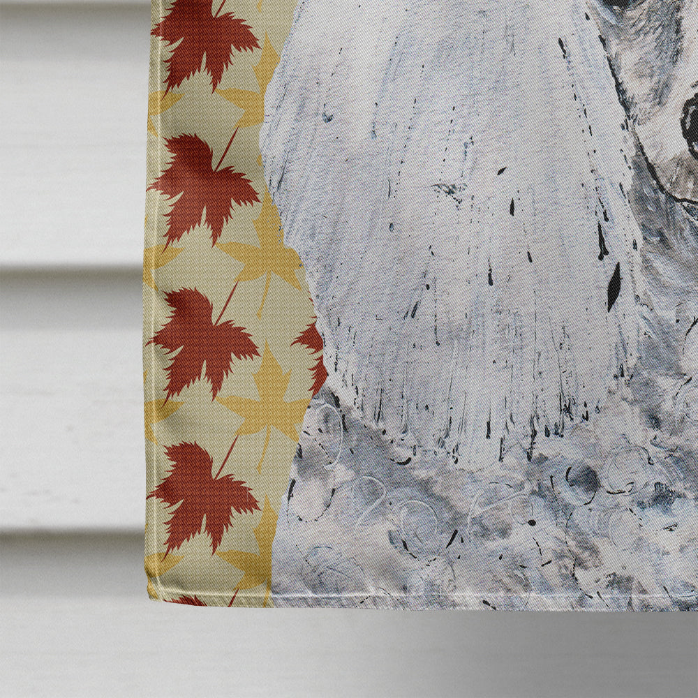 White Toy Poodle Fall Leaves House Flag 28x40 Porch Sleeve Pole Decorative Outside Yard Banner Artwork Wall Hanging, Polyester