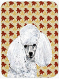 White Toy Poodle Fall Leaves Cutting Board Tempered Glass Kitchen Cutting Surface, Heat Resistant Chopping, Non-Slip Feet, Food Prep & Serving