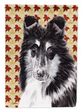 Black and White Collie Fall Leaves House Flag 28x40 Porch Sleeve Pole Decorative Outside Yard Banner Artwork Wall Hanging, Polyester