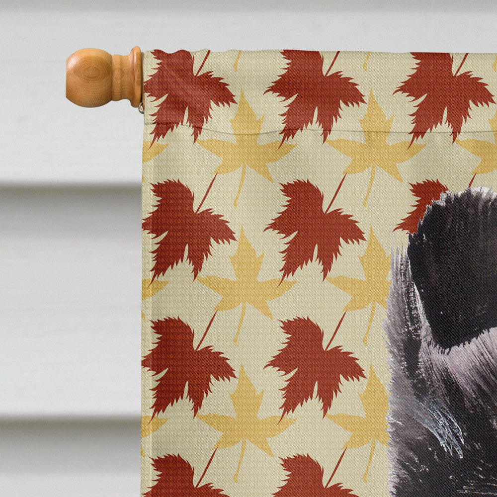 Black and White Collie Fall Leaves House Flag 28x40 Porch Sleeve Pole Decorative Outside Yard Banner Artwork Wall Hanging, Polyester