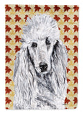 White Standard Poodle Fall Leaves House Flag 28x40 Porch Sleeve Pole Decorative Outside Yard Banner Artwork Wall Hanging, Polyester