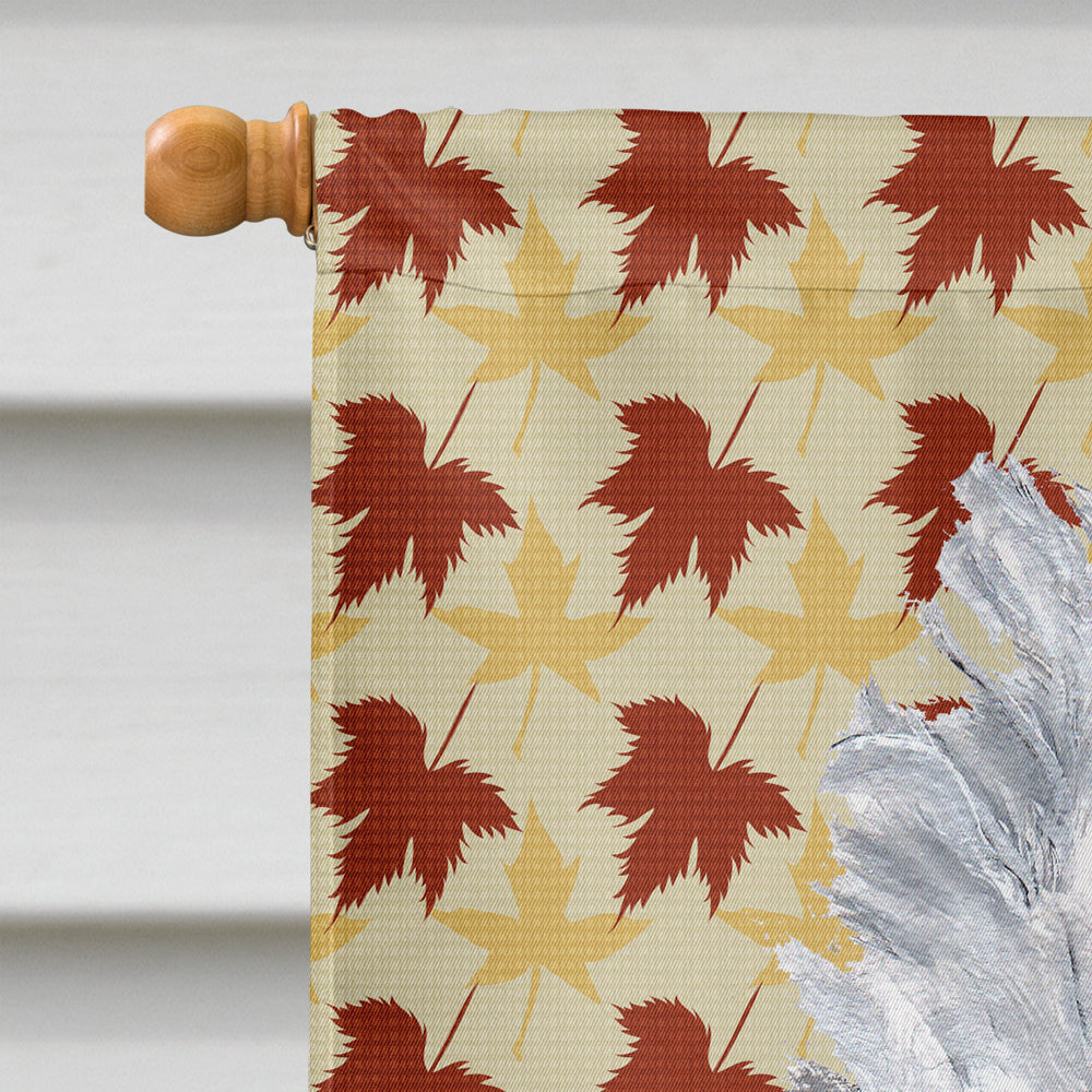 White Standard Poodle Fall Leaves House Flag 28x40 Porch Sleeve Pole Decorative Outside Yard Banner Artwork Wall Hanging, Polyester