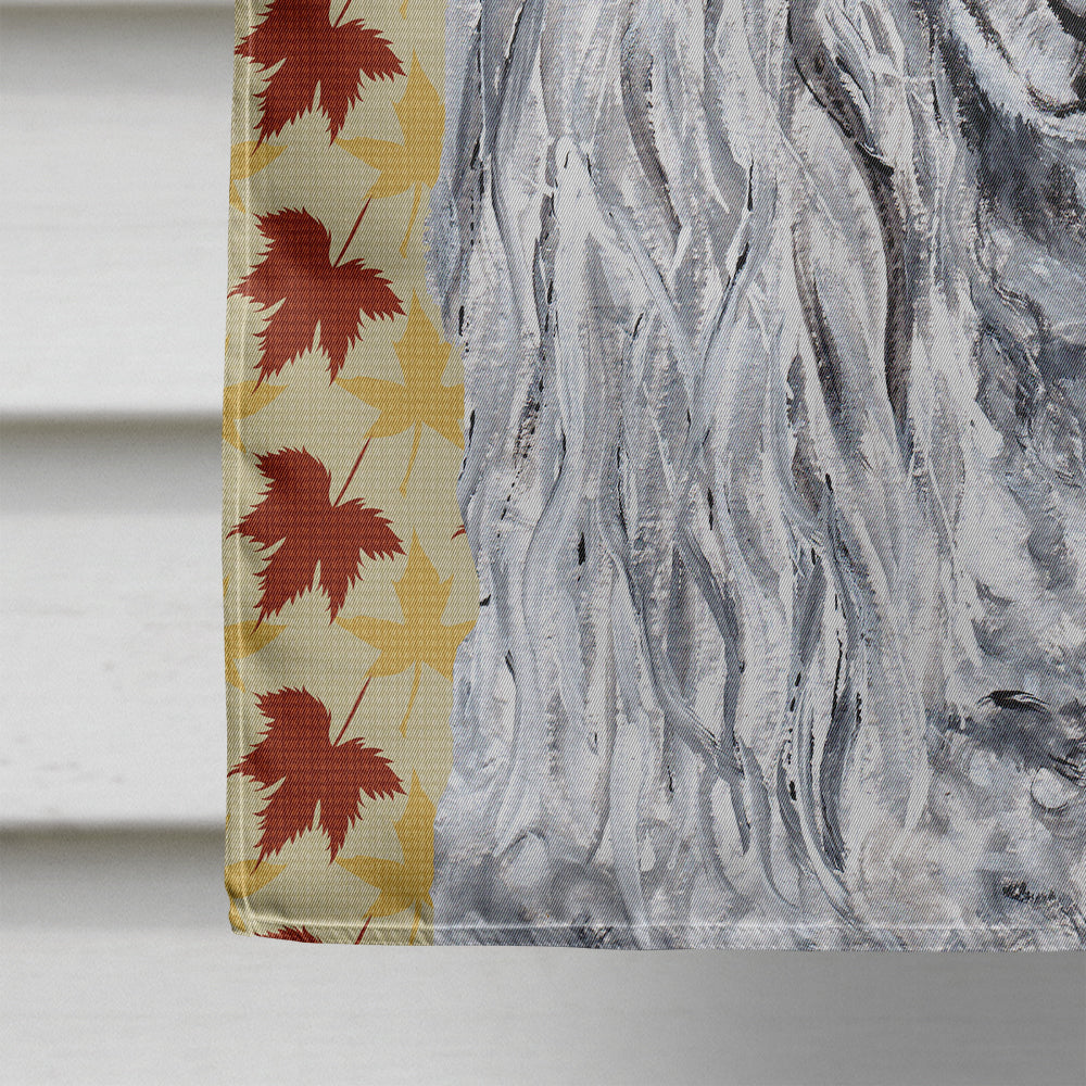 White Standard Poodle Fall Leaves House Flag 28x40 Porch Sleeve Pole Decorative Outside Yard Banner Artwork Wall Hanging, Polyester