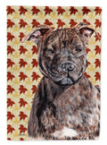 Staffordshire Bull Terrier Staffie Fall Leaves House Flag 28x40 Porch Sleeve Pole Decorative Outside Yard Banner Artwork Wall Hanging, Polyester