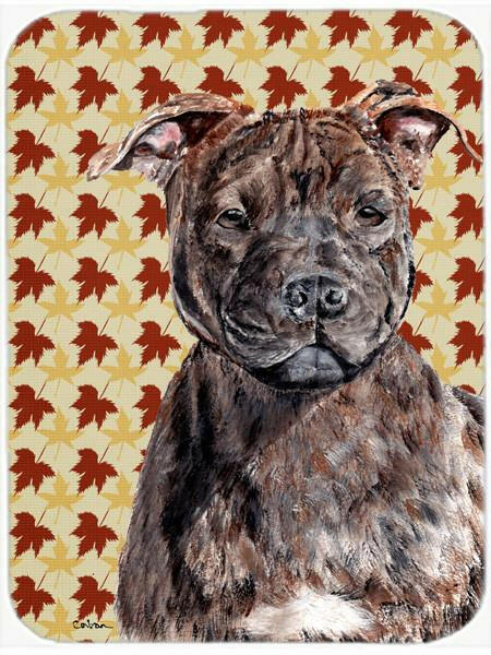 Staffordshire Bull Terrier Staffie Fall Leaves Cutting Board Tempered Glass Kitchen Cutting Surface, Heat Resistant Chopping, Non-Slip Feet, Food Prep & Serving