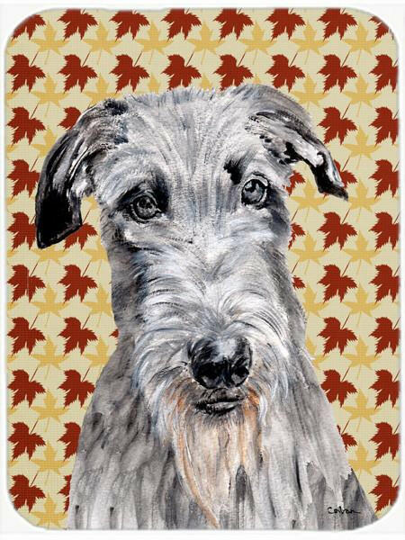 Scottish Deerhound Fall Leaves Cutting Board Tempered Glass Kitchen Cutting Surface, Heat Resistant Chopping, Non-Slip Feet, Food Prep & Serving