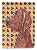 Redbone Coonhound Fall Leaves House Flag 28x40 Porch Sleeve Pole Decorative Outside Yard Banner Artwork Wall Hanging, Polyester