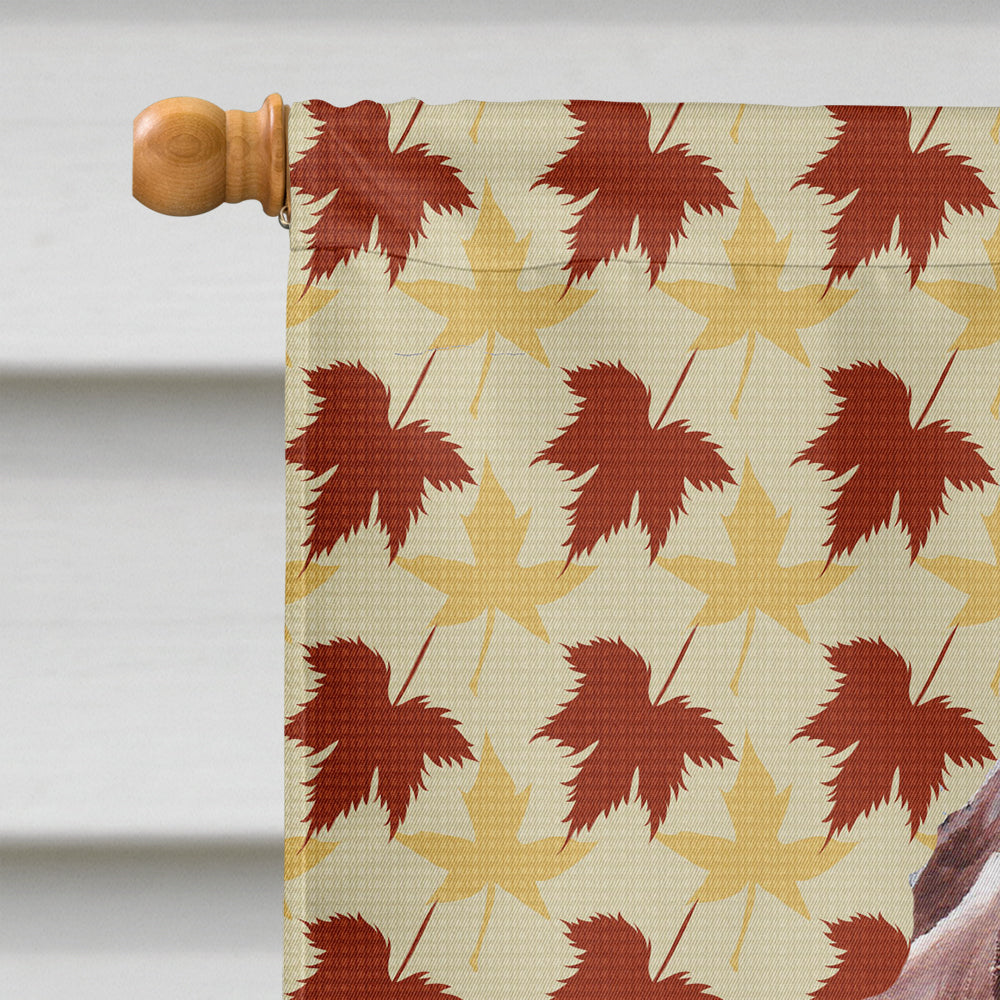 Redbone Coonhound Fall Leaves House Flag 28x40 Porch Sleeve Pole Decorative Outside Yard Banner Artwork Wall Hanging, Polyester