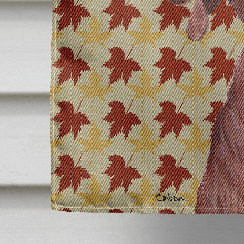 Redbone Coonhound Fall Leaves House Flag 28x40 Porch Sleeve Pole Decorative Outside Yard Banner Artwork Wall Hanging, Polyester