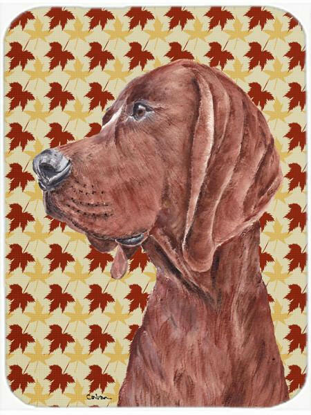 Redbone Coonhound Fall Leaves Cutting Board Tempered Glass Kitchen Cutting Surface, Heat Resistant Chopping, Non-Slip Feet, Food Prep & Serving