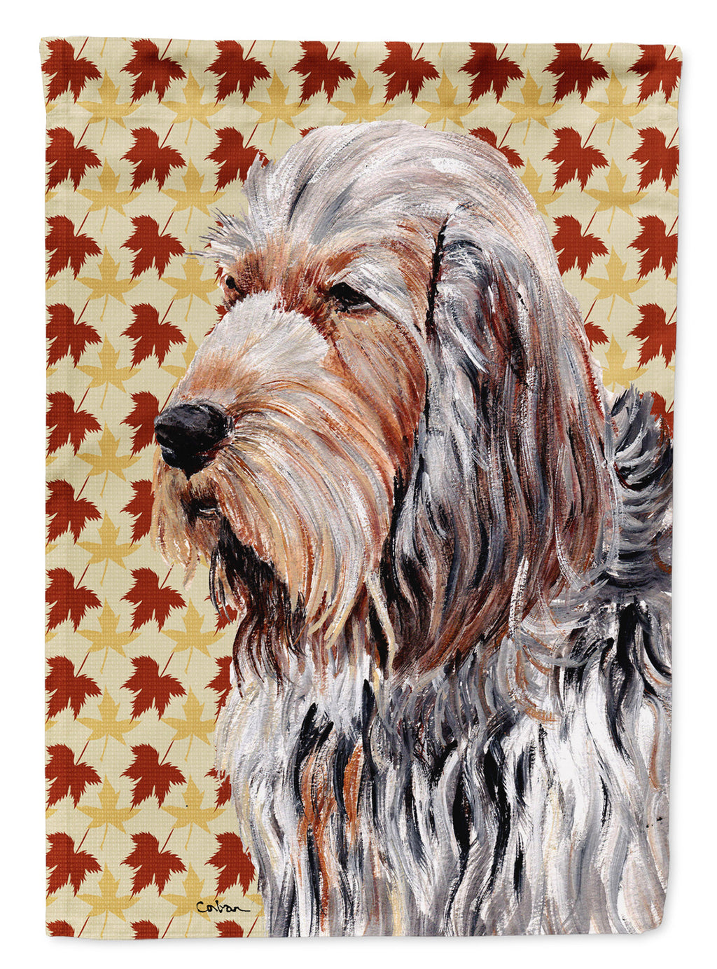 Otterhound Fall Leaves House Flag 28x40 Porch Sleeve Pole Decorative Outside Yard Banner Artwork Wall Hanging, Polyester