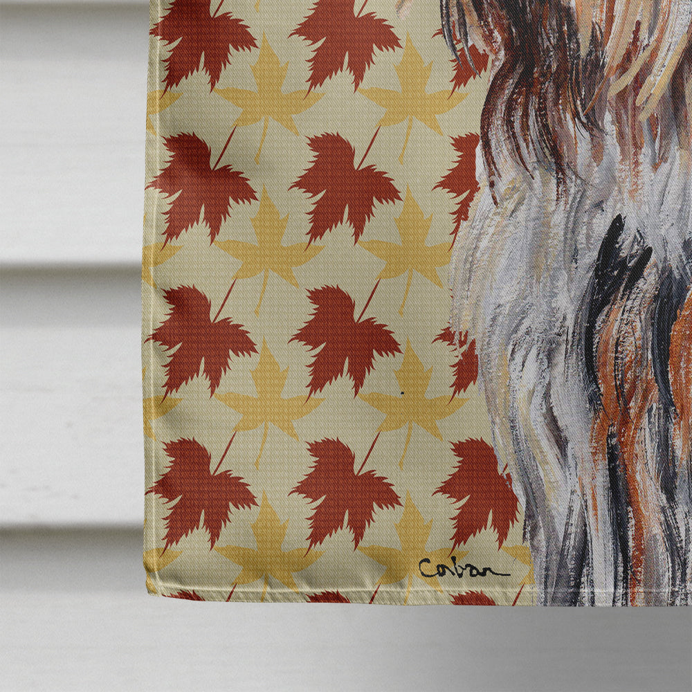 Otterhound Fall Leaves House Flag 28x40 Porch Sleeve Pole Decorative Outside Yard Banner Artwork Wall Hanging, Polyester