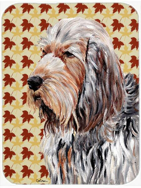 Otterhound Fall Leaves Cutting Board Tempered Glass Kitchen Cutting Surface, Heat Resistant Chopping, Non-Slip Feet, Food Prep & Serving