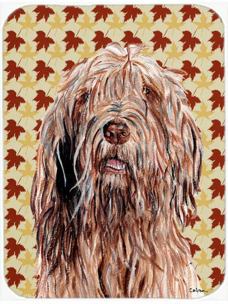 Otterhound Fall Leaves Cutting Board Tempered Glass Kitchen Cutting Surface, Heat Resistant Chopping, Non-Slip Feet, Food Prep & Serving