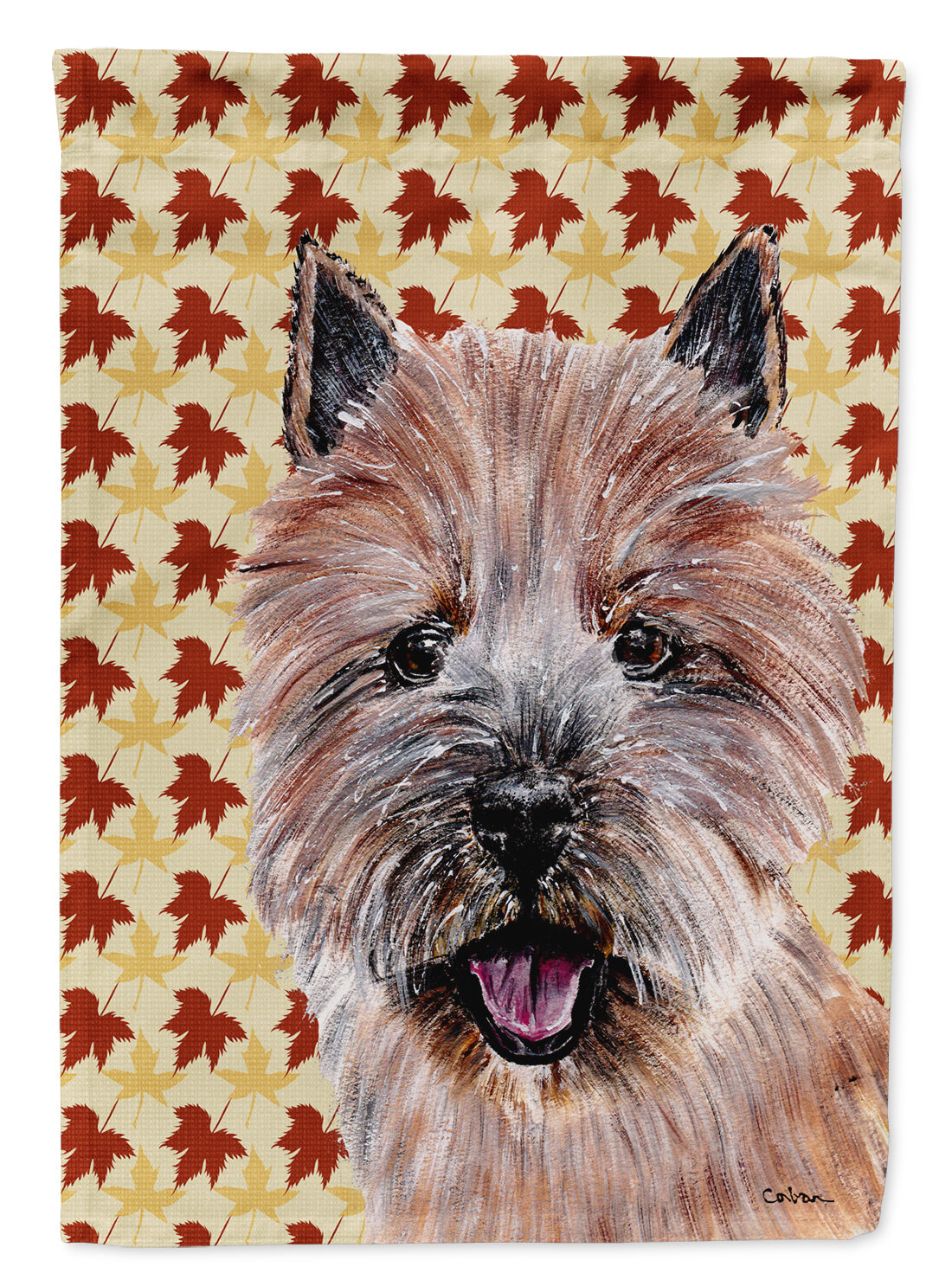 Norwich Terrier Fall Leaves House Flag 28x40 Porch Sleeve Pole Decorative Outside Yard Banner Artwork Wall Hanging, Polyester