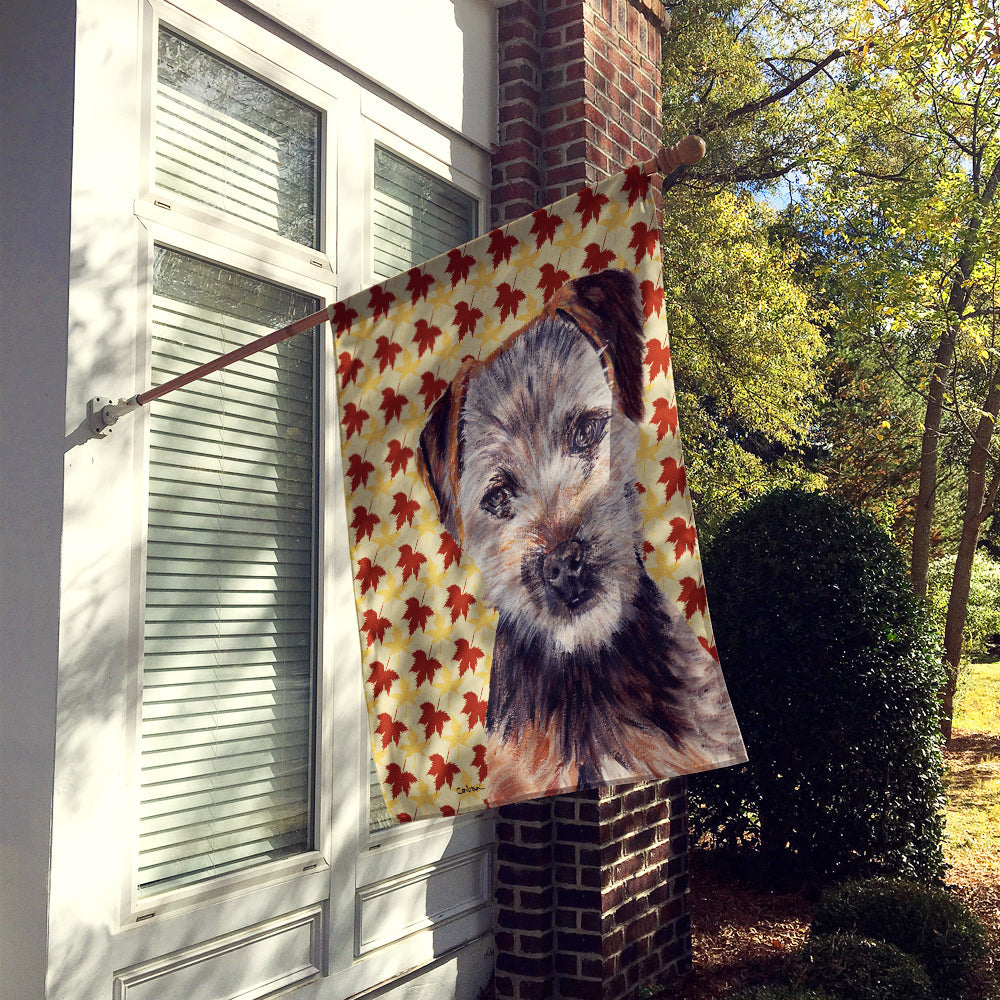 Norfolk Terrier Puppy Fall Leaves House Flag 28x40 Porch Sleeve Pole Decorative Outside Yard Banner Artwork Wall Hanging, Polyester