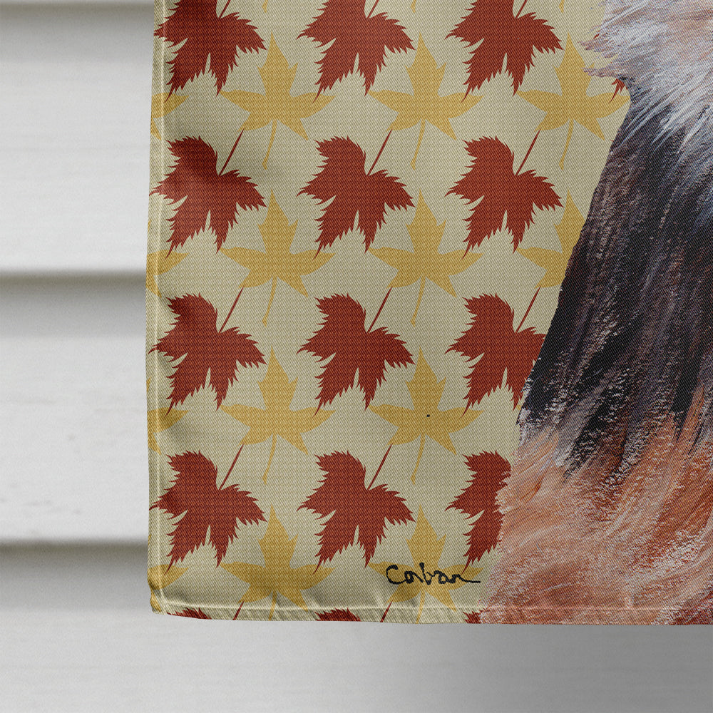 Norfolk Terrier Puppy Fall Leaves House Flag 28x40 Porch Sleeve Pole Decorative Outside Yard Banner Artwork Wall Hanging, Polyester