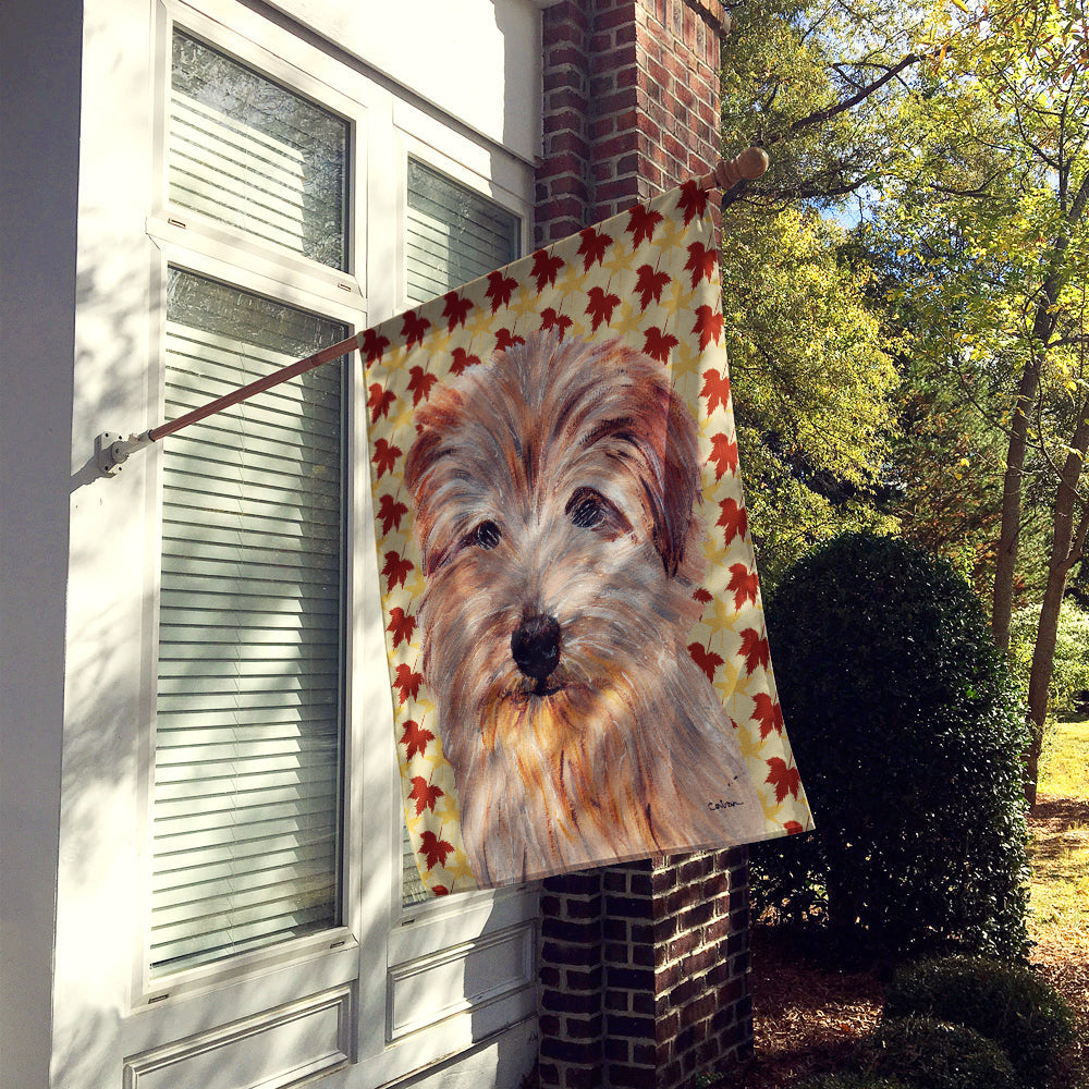 Norfolk Terrier Fall Leaves House Flag 28x40 Porch Sleeve Pole Decorative Outside Yard Banner Artwork Wall Hanging, Polyester