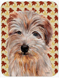 Norfolk Terrier Fall Leaves Cutting Board Tempered Glass Kitchen Cutting Surface, Heat Resistant Chopping, Non-Slip Feet, Food Prep & Serving