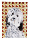Havanese Fall Leaves House Flag 28x40 Porch Sleeve Pole Decorative Outside Yard Banner Artwork Wall Hanging, Polyester