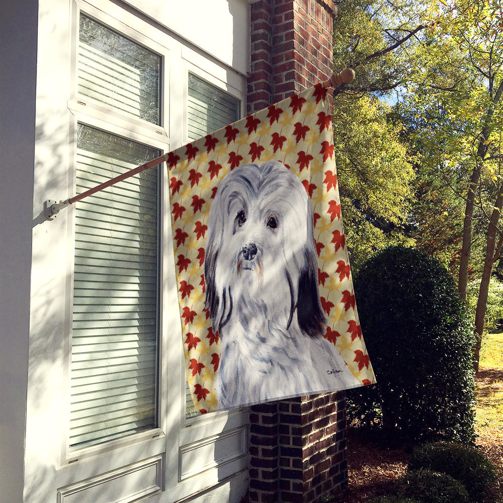 Havanese Fall Leaves House Flag 28x40 Porch Sleeve Pole Decorative Outside Yard Banner Artwork Wall Hanging, Polyester
