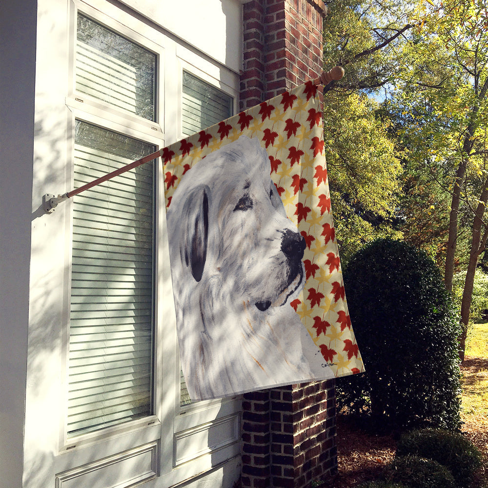 Great Pyrenees Fall Leaves House Flag 28x40 Porch Sleeve Pole Decorative Outside Yard Banner Artwork Wall Hanging, Polyester