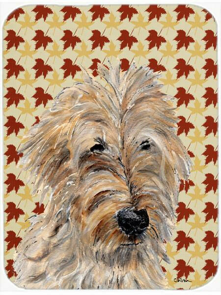 Golden Doodle 2 Fall Leaves Cutting Board Tempered Glass Kitchen Cutting Surface, Heat Resistant Chopping, Non-Slip Feet, Food Prep & Serving